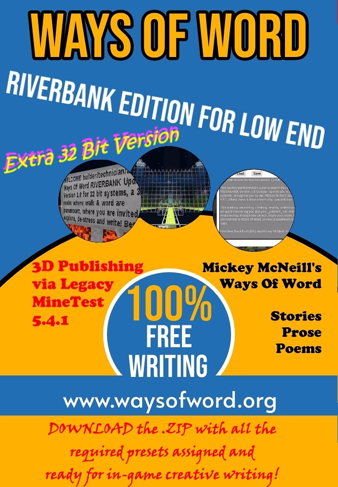 Mickey McNeill of Ways Of Word UPDATE. WOW has created a 32 Bit (for really LOW end 2GB systems) version. A download link is also >> HERE!